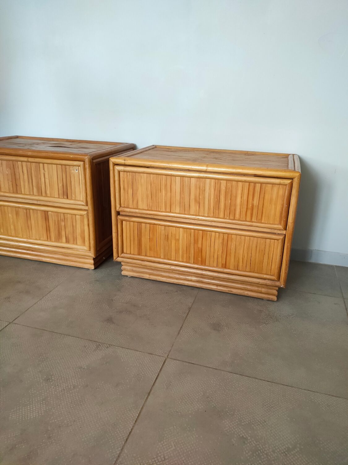 Deux commodes en bambou, circa1970