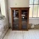 Glass-fronted walnut library 1900