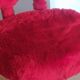 vintage red furry chair and pouf Pelfran 1960/1970