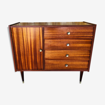 Commode vintage quatre tiroirs et 1 porte années 60