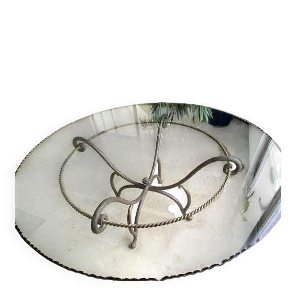Grande table ronde en verre et fer forgé – Ø 170 cm – 1 490 €