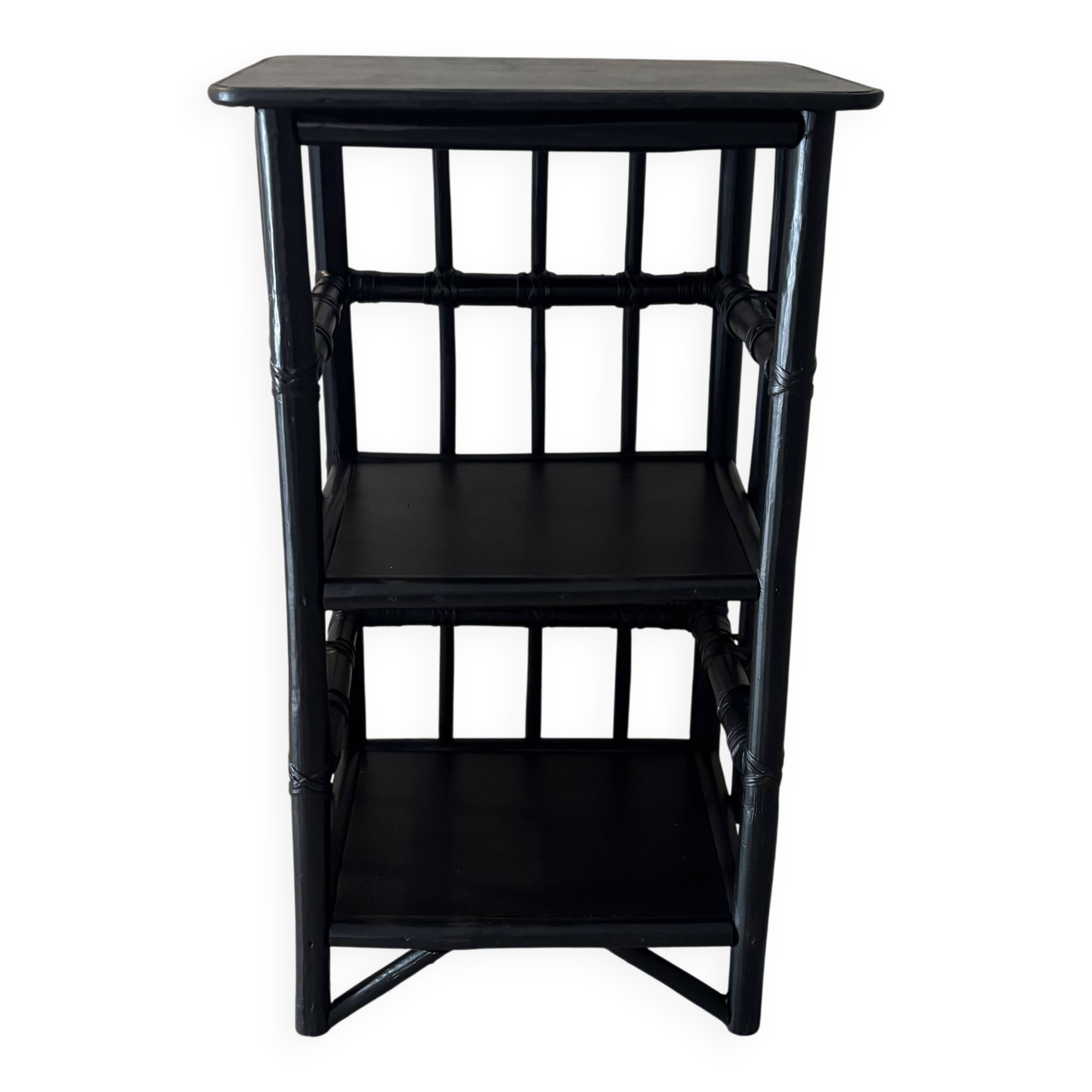 Black rattan shelves