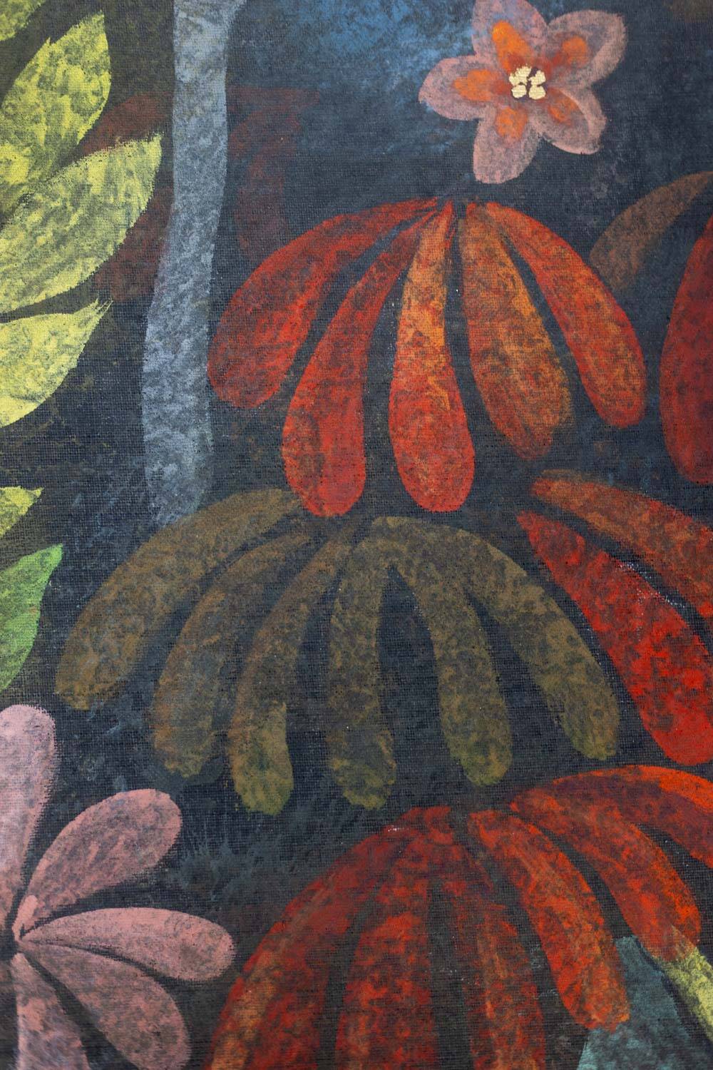 Painted canvas depicting lush nature. Contemporary work.
