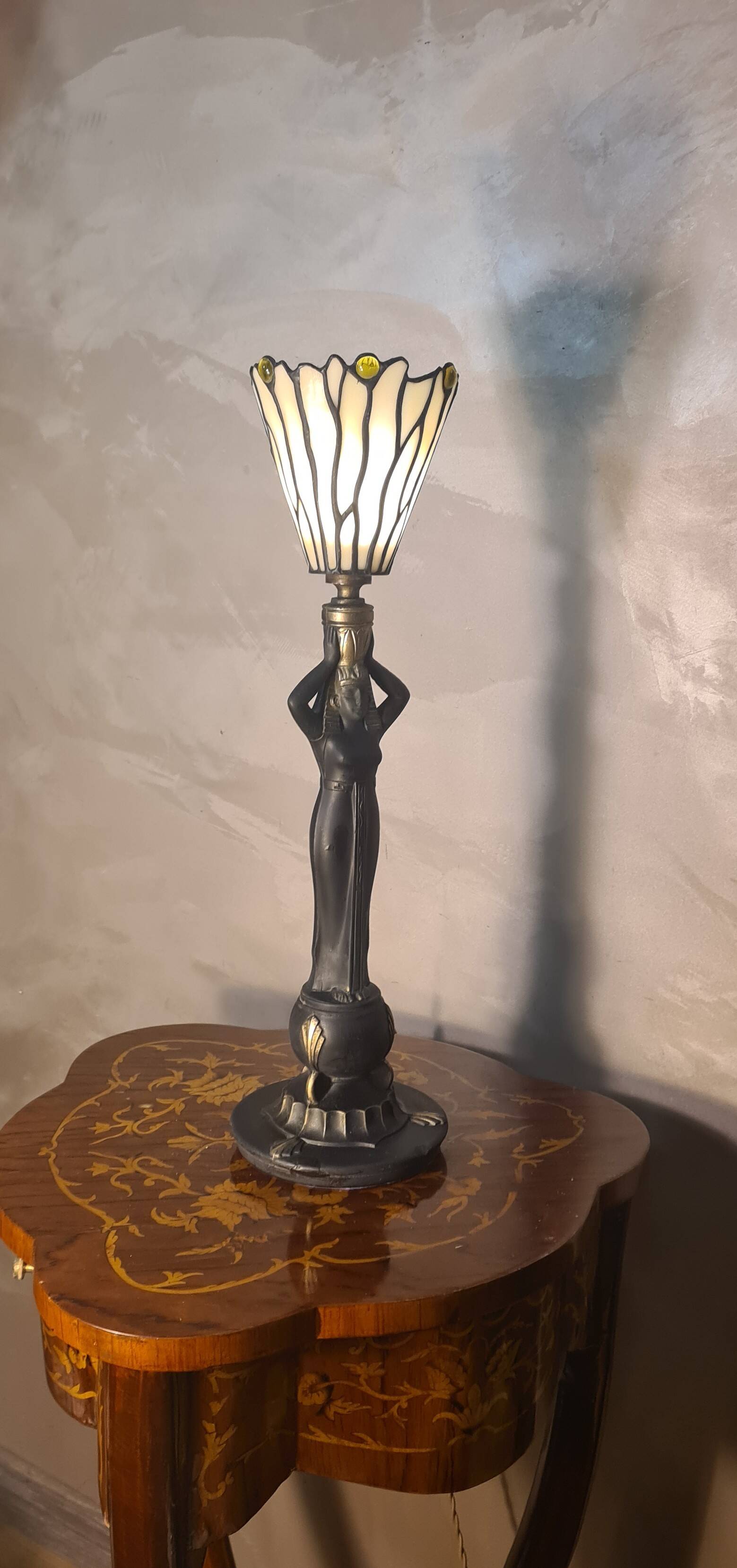 ceramic lamp 51x14 stained glass lampshade Tiffany style