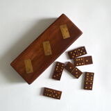 Box of brass and rosewood dominoes
