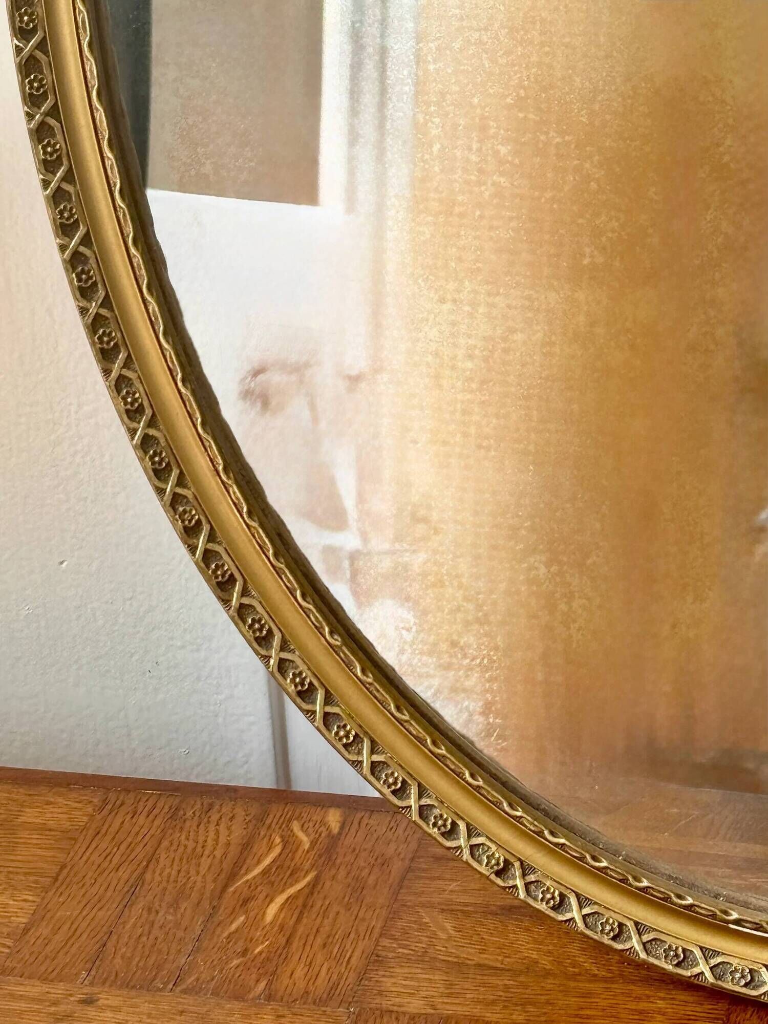 Gold oval mirror - mercury glass