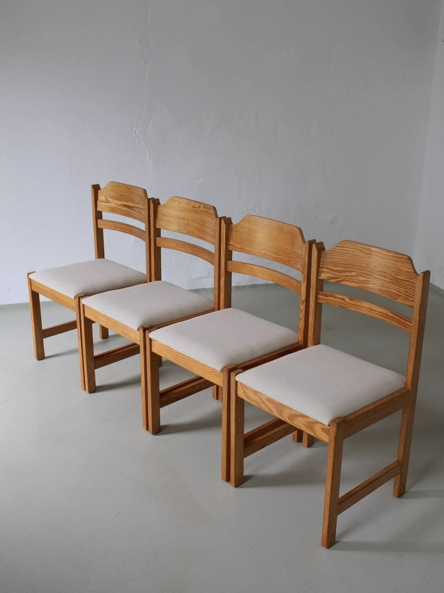 4 solid pine dining chairs | Sweden | 1960s