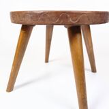 Antique Stool With Carvings Of A Farmer With A Alpaca From 1940s