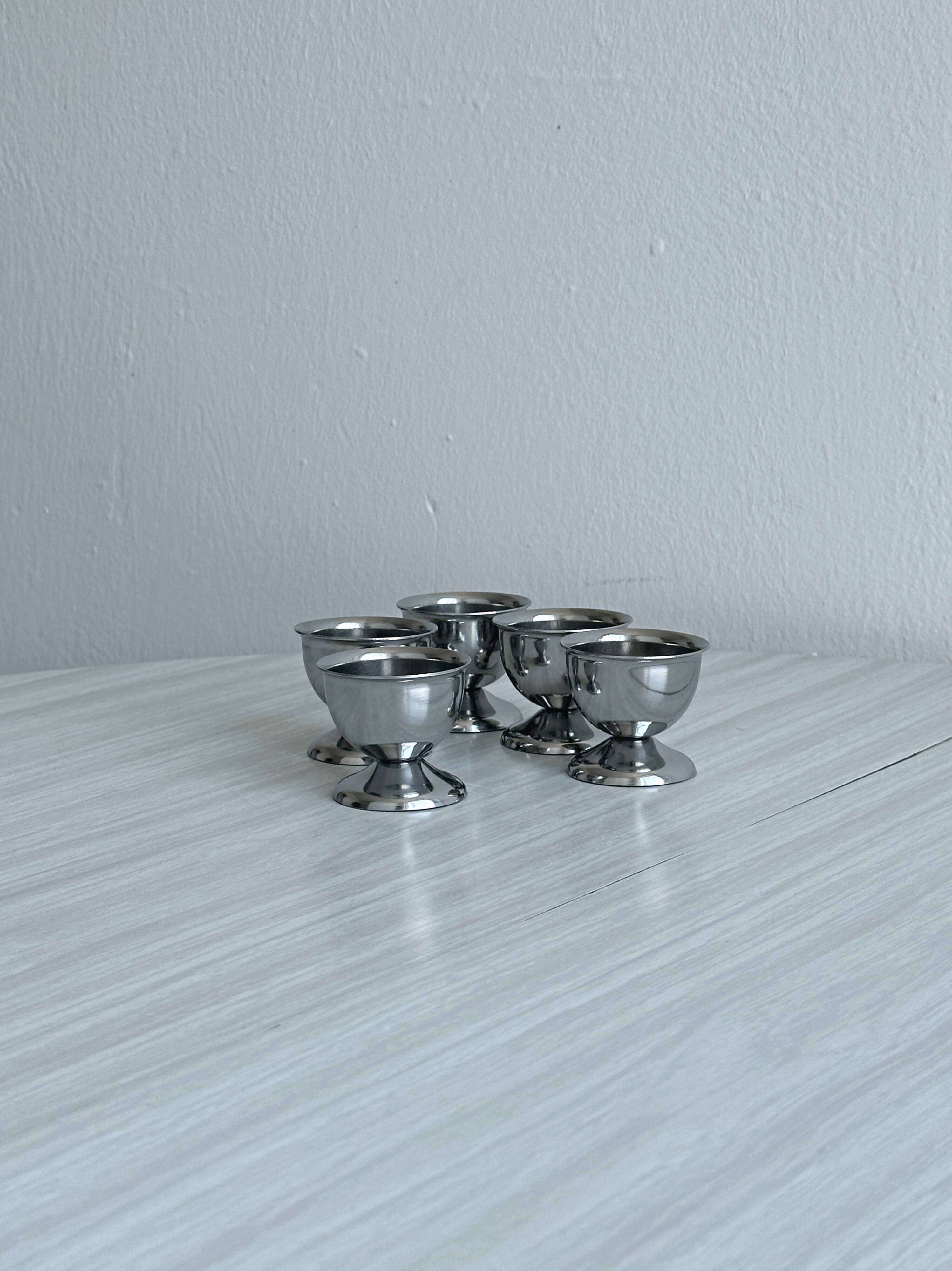 Lot de 5 coquetiers vintage en inox