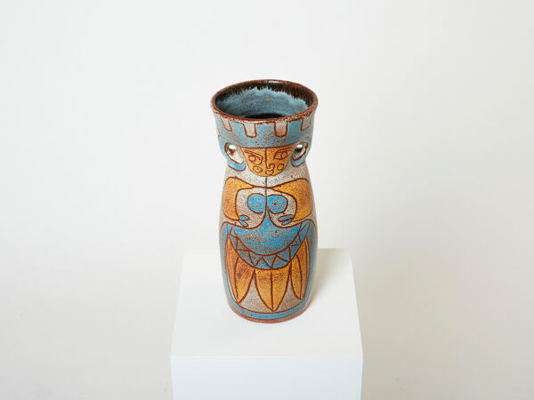Rare vase céramique émaillée signé Accolay collection Maya vers 1950