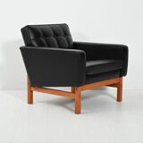 Swedish AB Futura teak and faux leather armchair