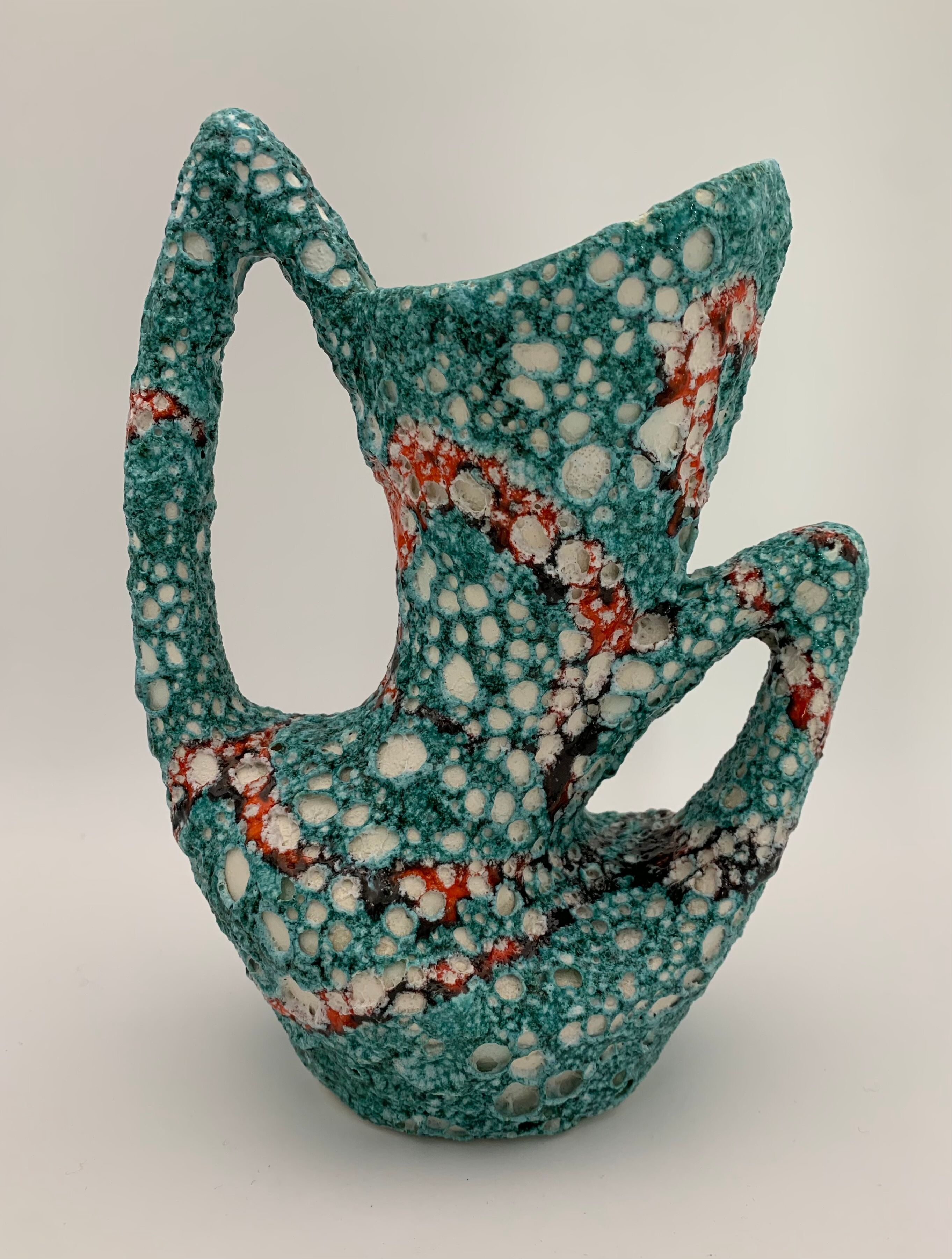 Vintage ceramic vase from vallauris, enamel "fat lava" 1960s