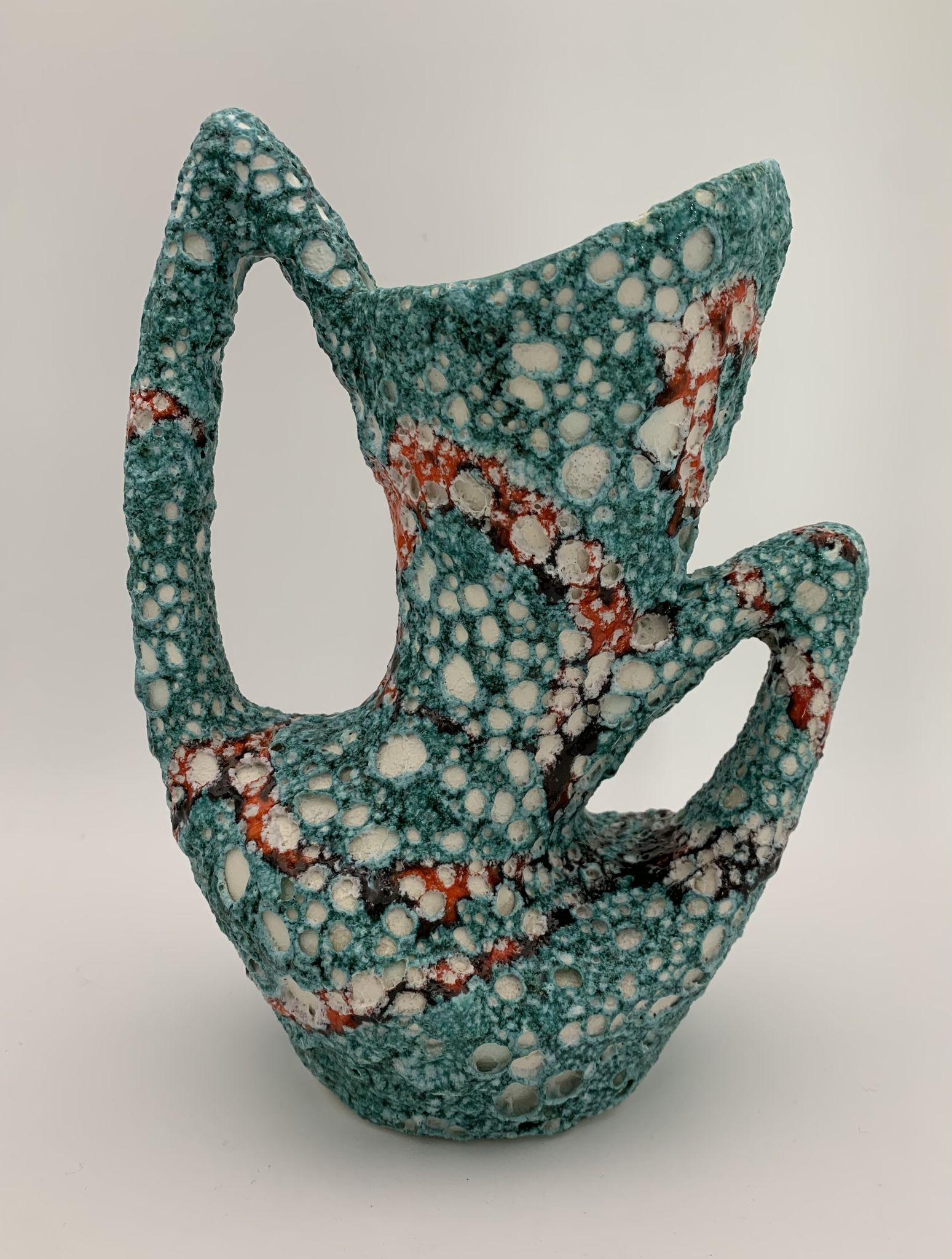 Vase vintage en céramique de vallauris, émail « fat lava » années 1960