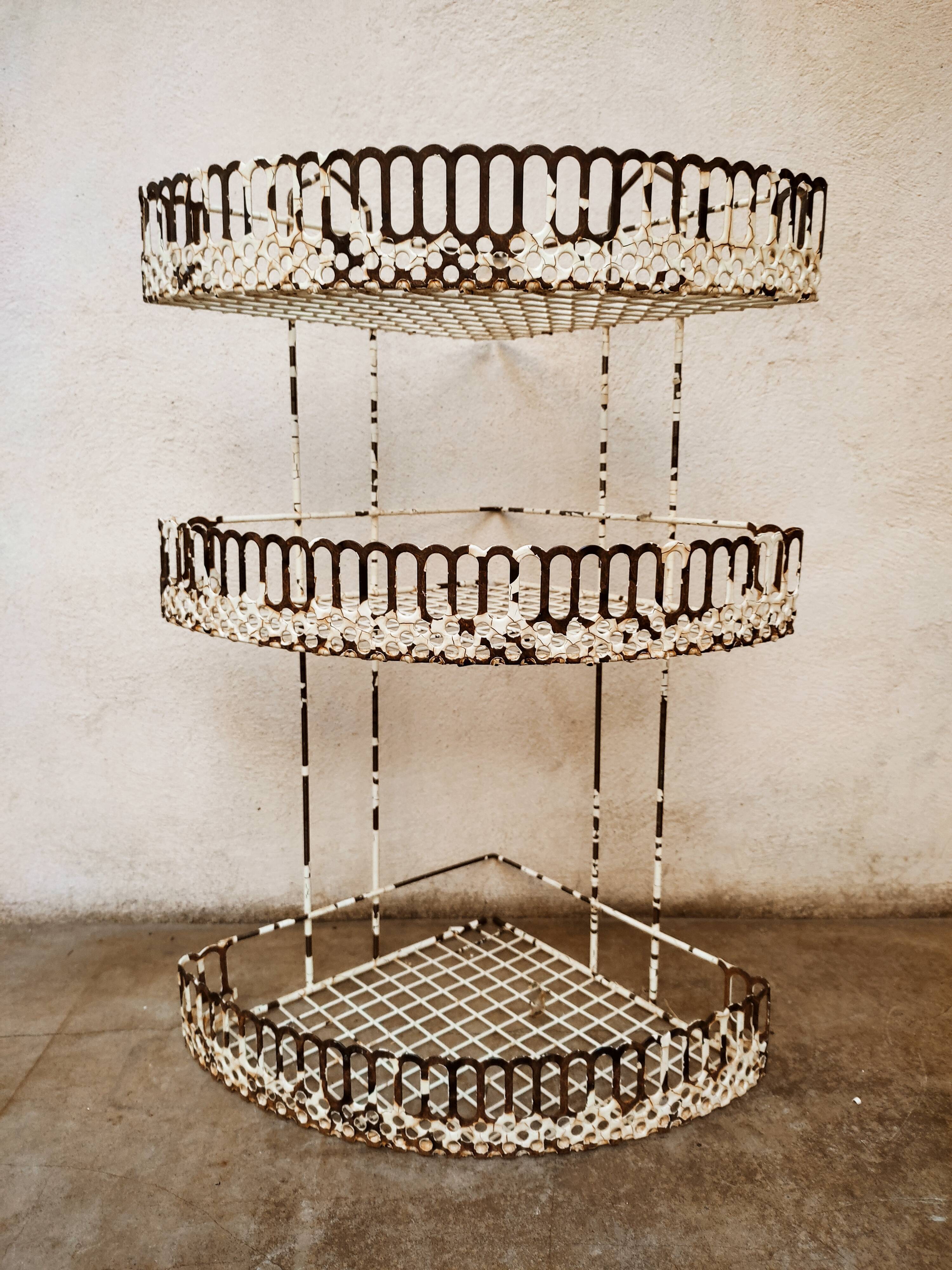 Perforated metal corner shelves