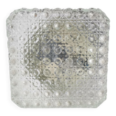 Square glass ceiling light with bubbles 1960's