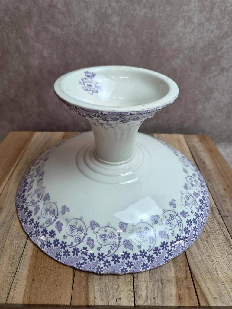Large compotier Longwy Verveine in earthenware – antique