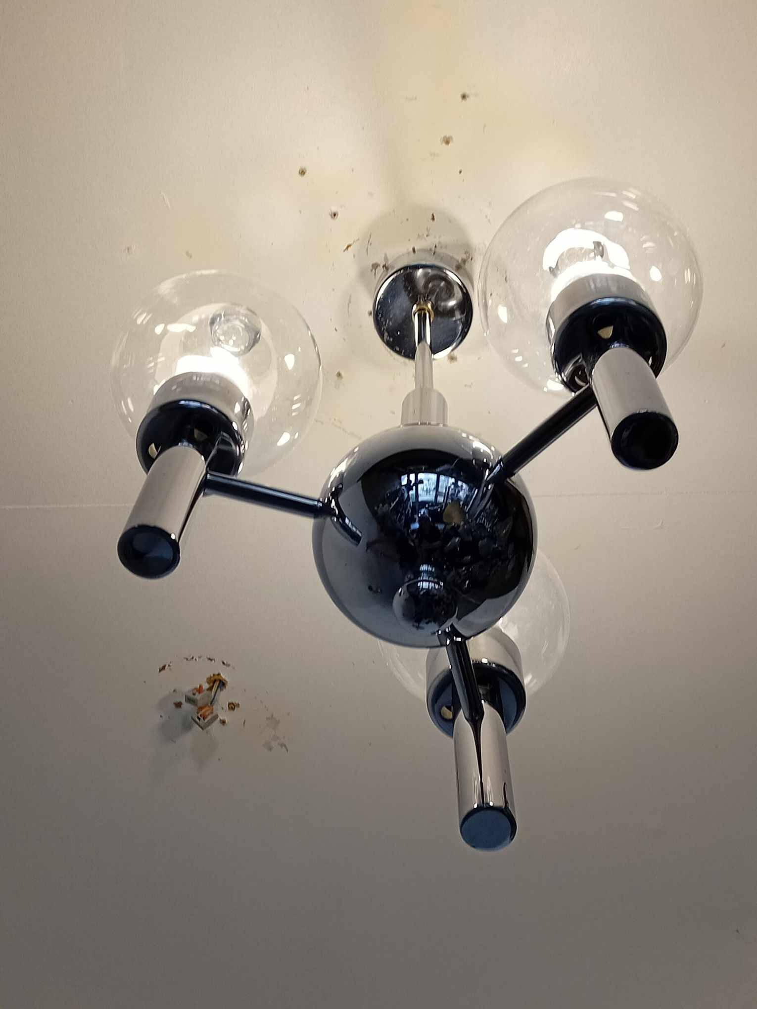 Chandelier with 3 branches space art 70's murano