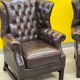 Vintage leather chesterfield wingback armchair (price is for one)