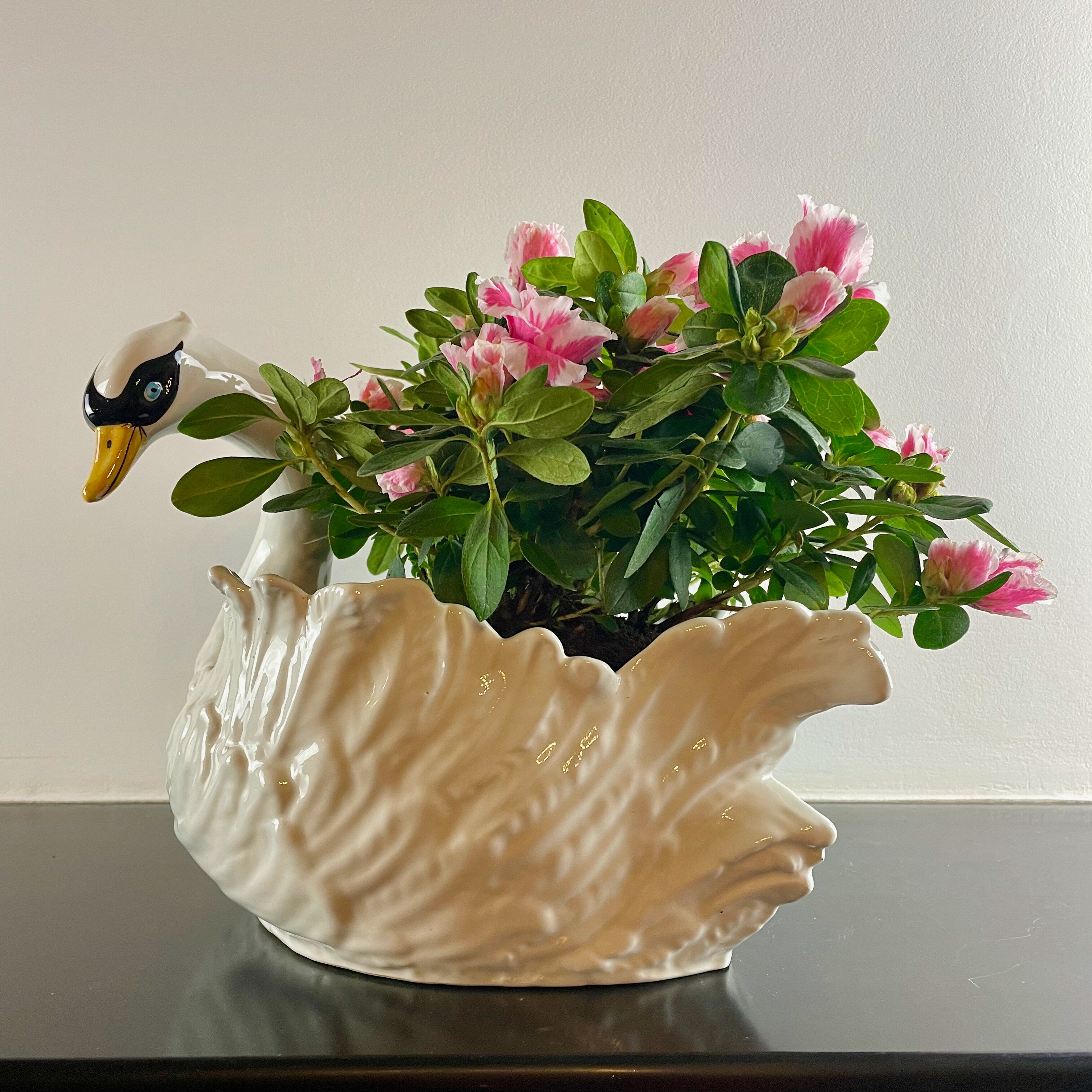 Swan ceramic planter from Bassano, Italy, circa 1970