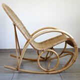 Vintage rattan bamboo rocking chair