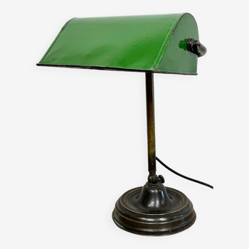 Lampe de table vintage en émail vert banc, années 1960