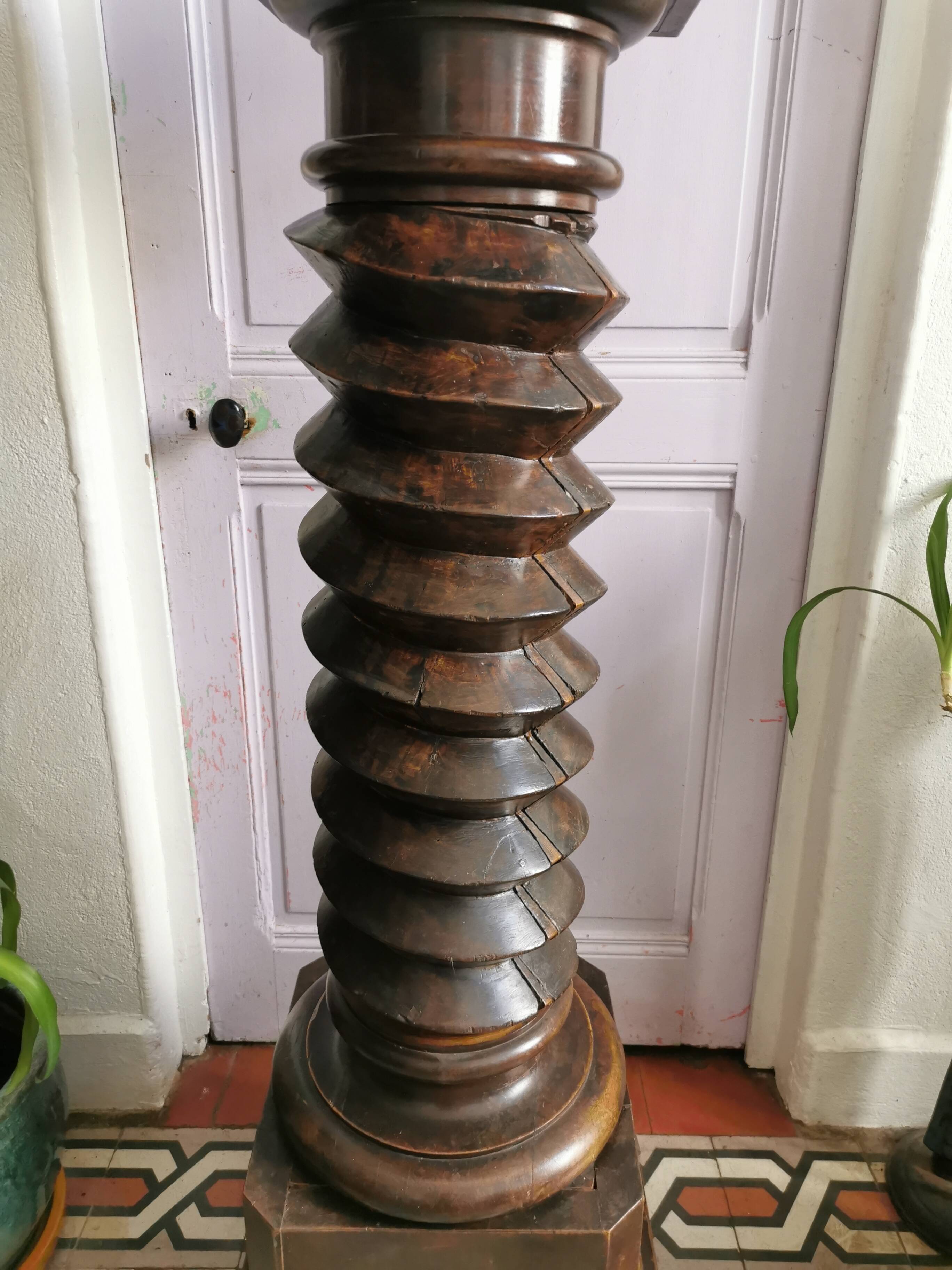 Old solid oak press screw