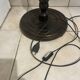 Vintage turned carved wooden floor lamp — Brutalist / Rustic style