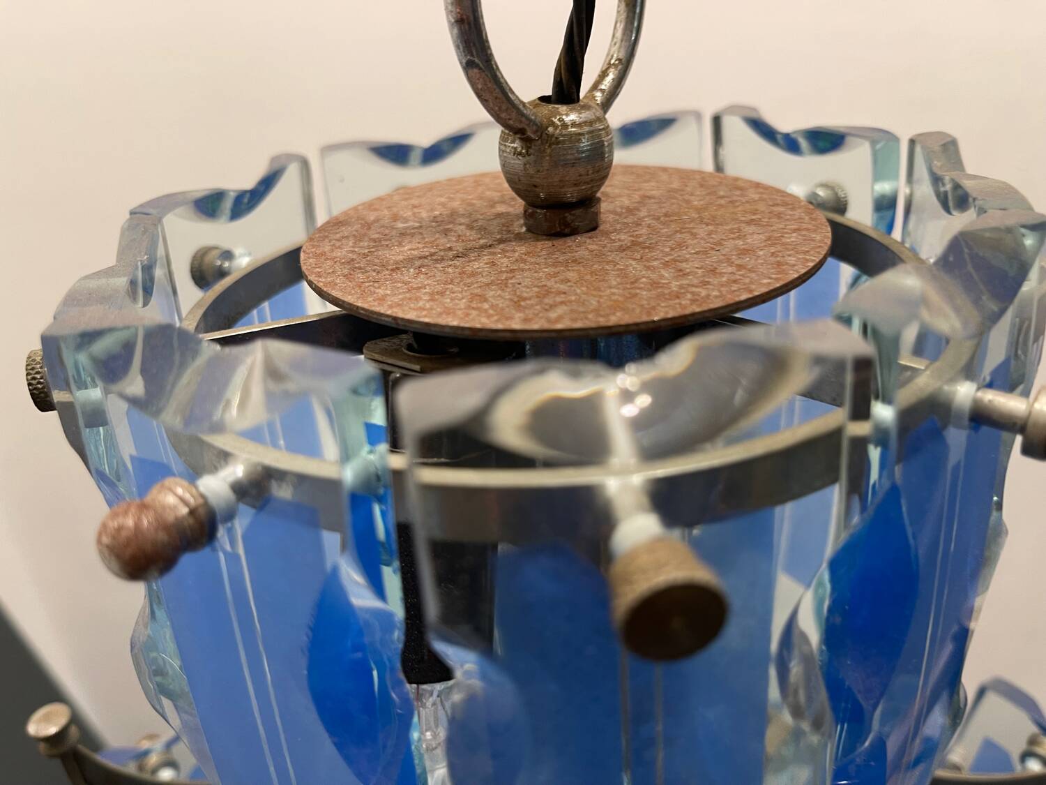 Midcentury Glass Blue Light Pendant 1970’s