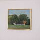 Huile sur toile originale suédoise – « Paysage avec ferme » par H. Engkvist – datée de 1983 – vintage et encadrée – 41 × 50 cm (16,1" × 19,7")