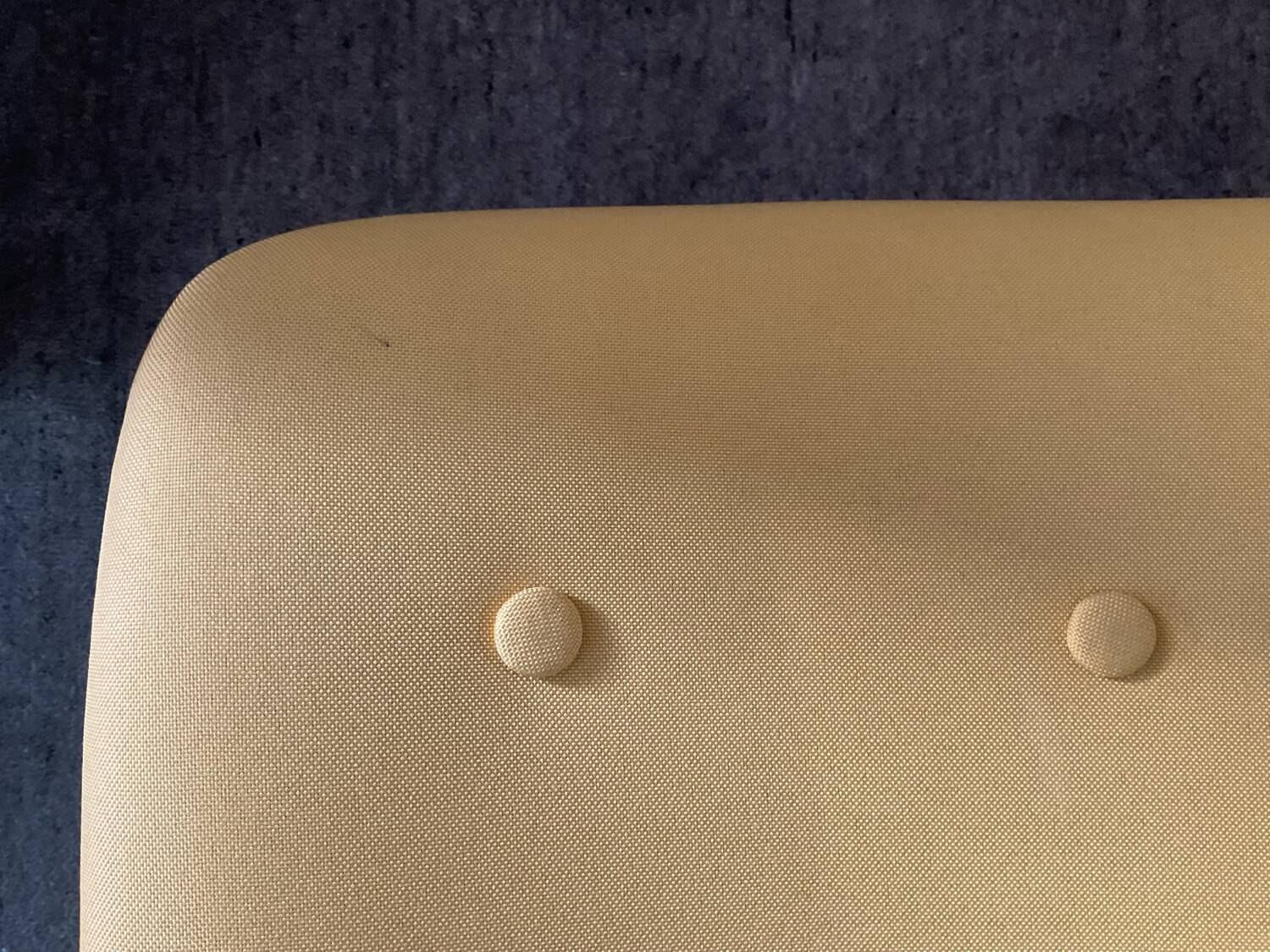 Armchair and ottoman set in beech and yellow fabric