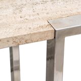 Console en métal chromé et travertin, italie, années 1970