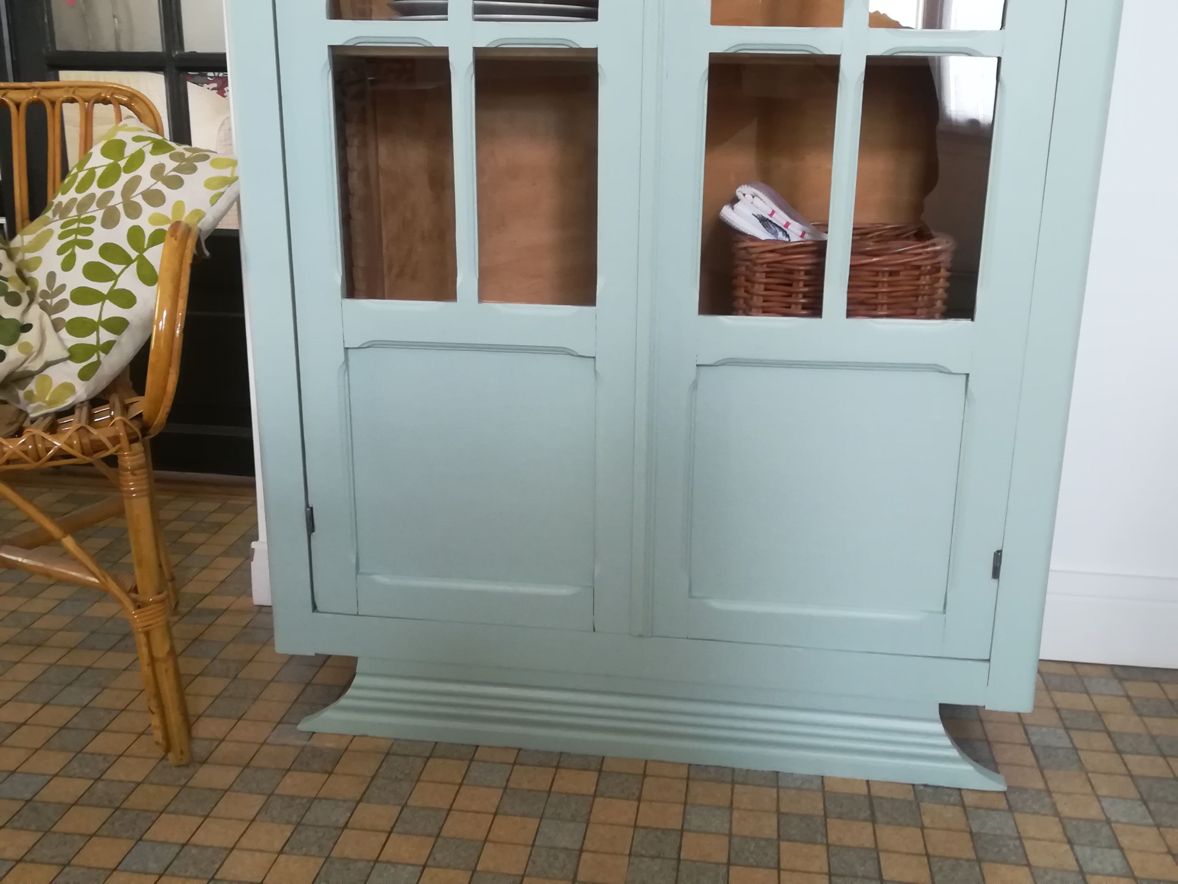 Glazed Parisian wardrobe, green water vintage wardrobe