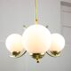Mid-Century Italian Brass and Opaline Chandelier