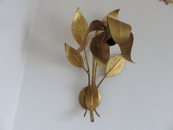 Applique fleur en métal doré années 70