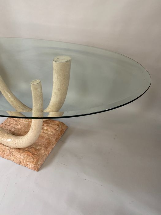 Maitland Smith dining table in marble and fossil stone, USA, 1980s
