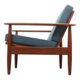 1960s armchair in teak, cushions petrol
