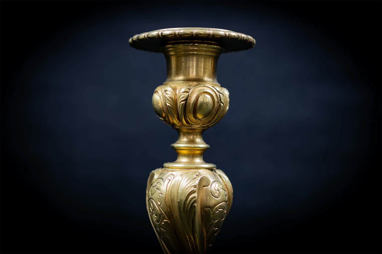 Pair of candlesticks | gilded bronze torches, Louis XV style — 19th century