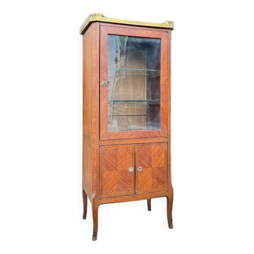 Small marquetry display case in transition style, 19th century