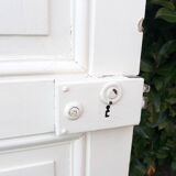 Communication door H220xW80.5cm, old panelled with moulding.