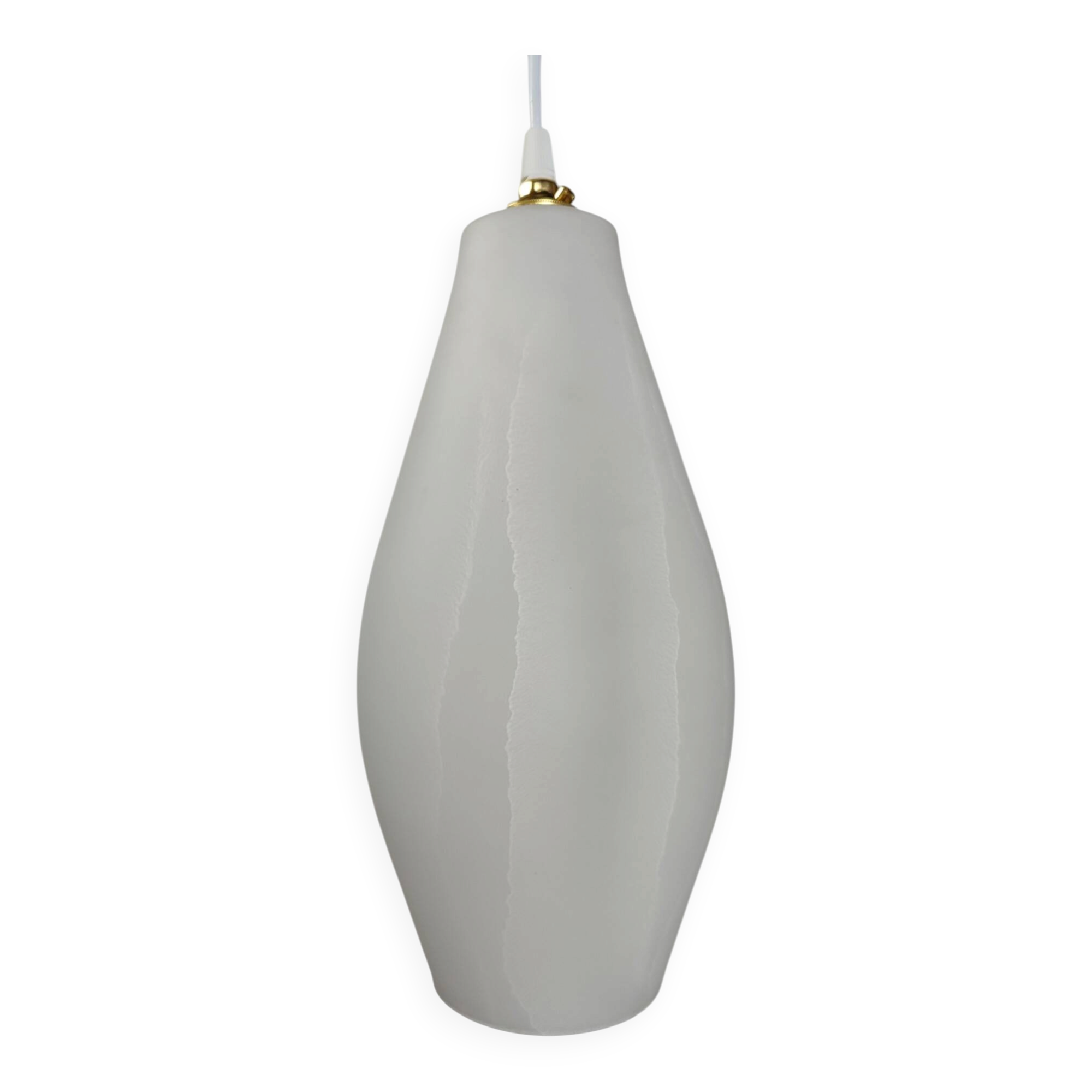 Modernist suspension in blown opaline with a marbled effect and brass – 1930s