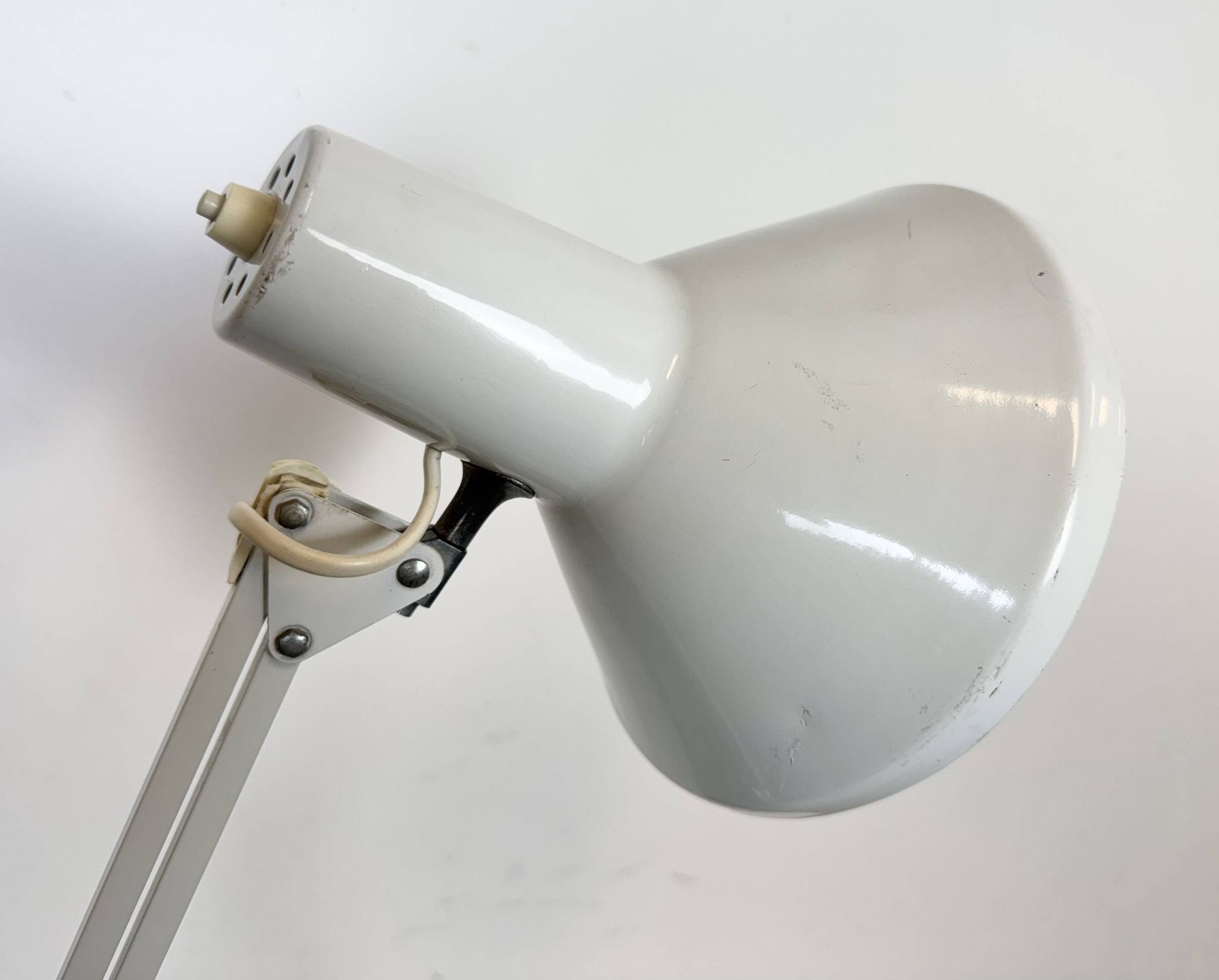 Vintage White Italian Architect Table Lamp, 1970s