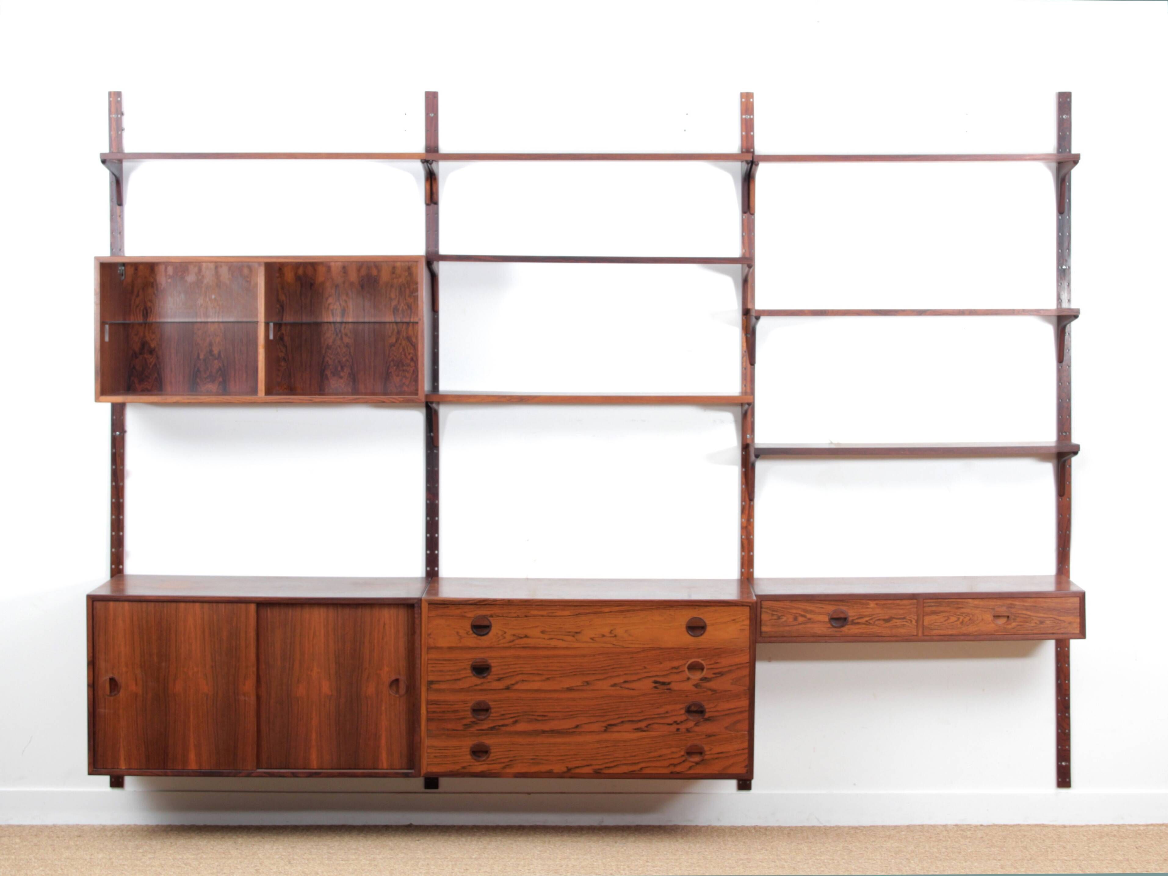Scandinavian wall system in rosewood by Hansen & Guldborg