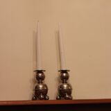 Pair of Mid-Century Swedish Nickle Candle Holders ALB Lindstrom Eskiltuna