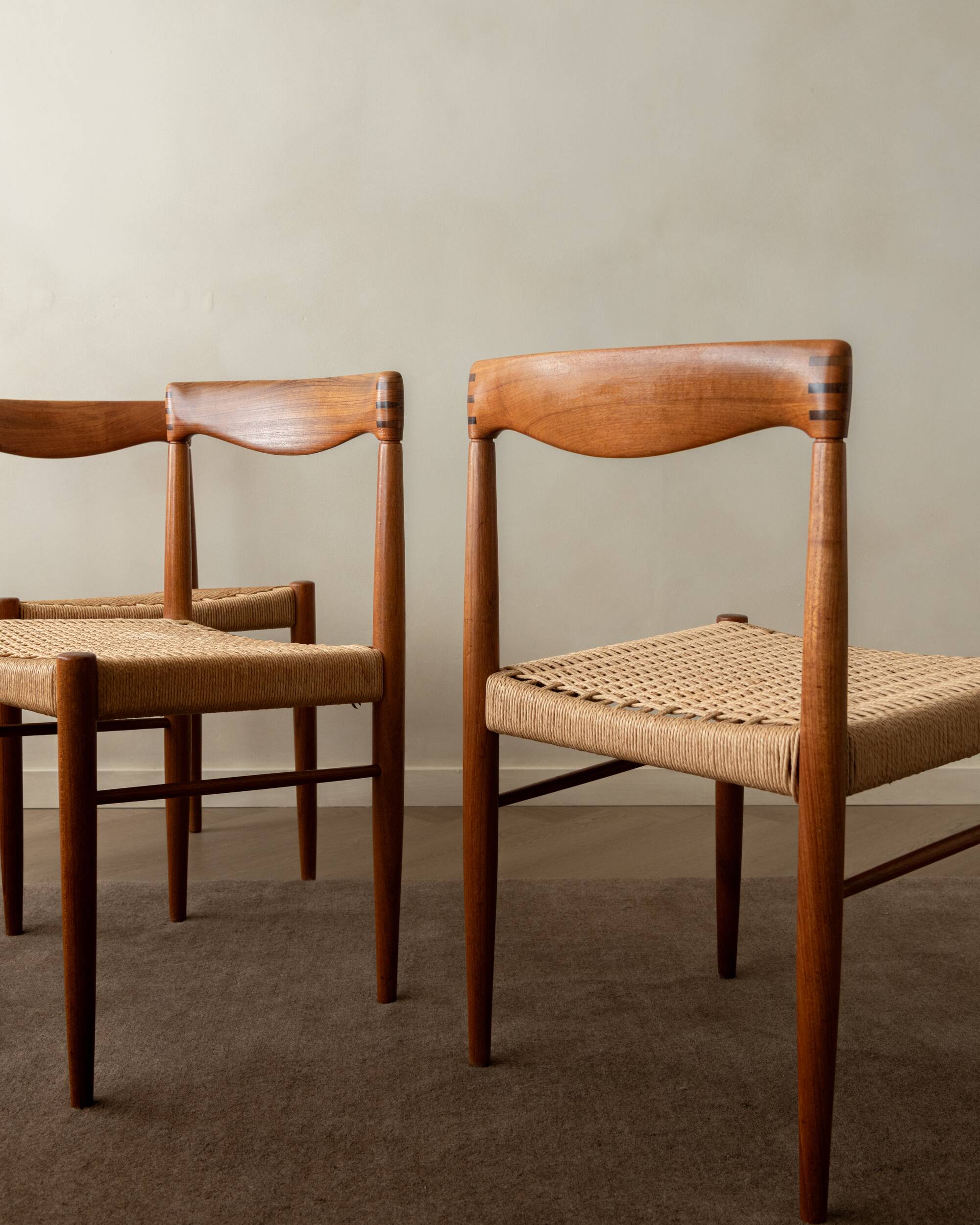Chaises de salle à manger vintage en teck danois par H.W. Klein pour Bramin, années 1960, ensemble de 3
