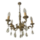 Magnificent bronze chandelier with pendants.