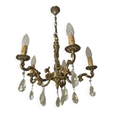Magnifique lustre en bronze et pampilles