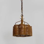 Ancienne suspension en rotin et cannage. Vintage années 60 70
