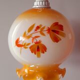 Suspension in opaline globe floral 70s