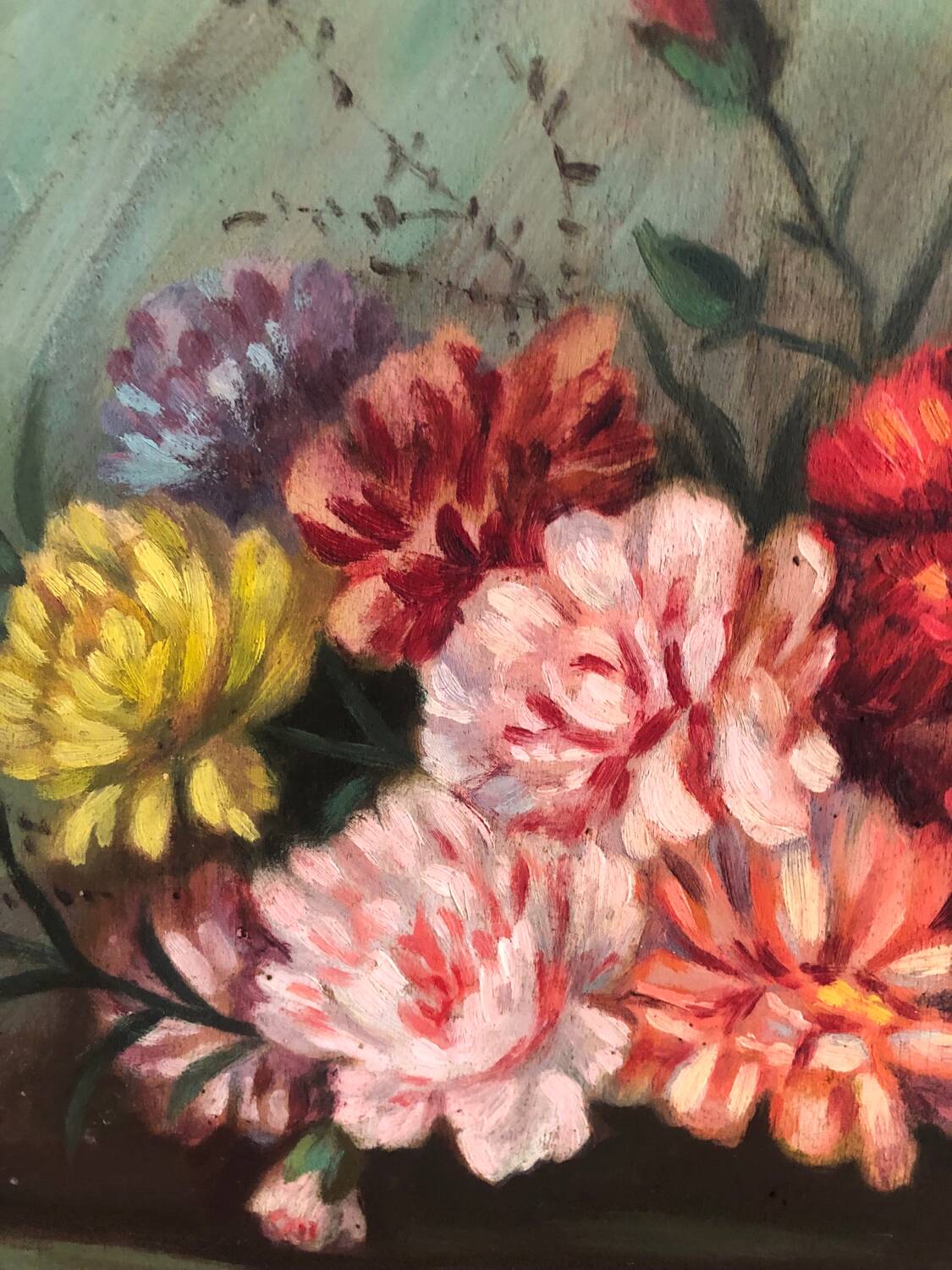 Old oil on panel still life signed