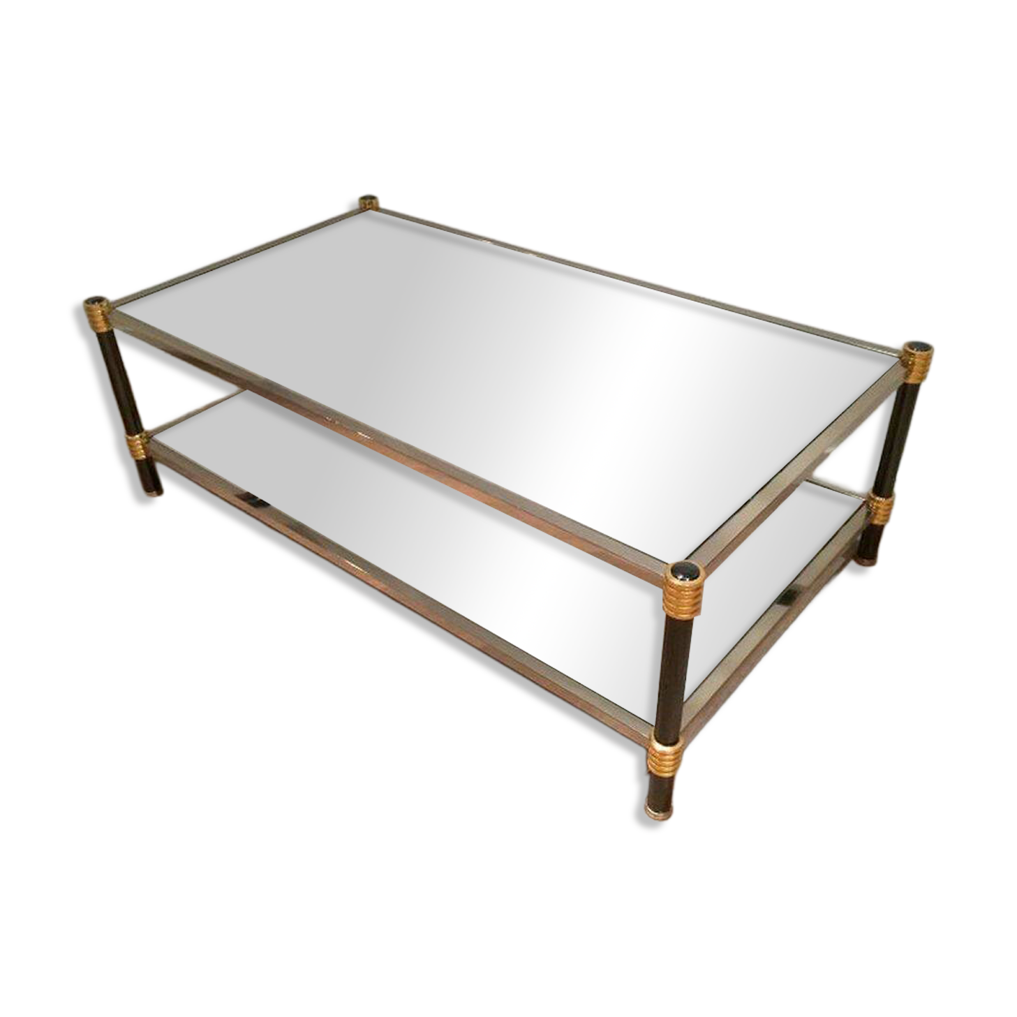 Coffee table with gunmetal patina and gilt metal